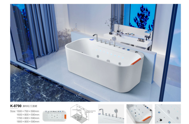 White Acrylic Waterfall Bathtub