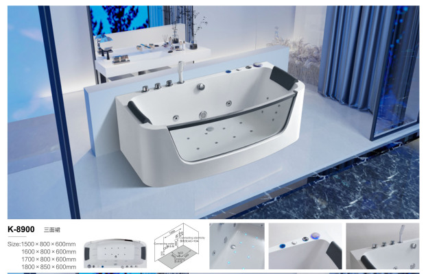 Three-Sided Skirt Acrylic Massage Bathtub
