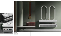 Gray Wooden Bathroom Cabinet with Lighting