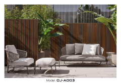Simple Outdoor Rattan Sofa and Ottoman Set