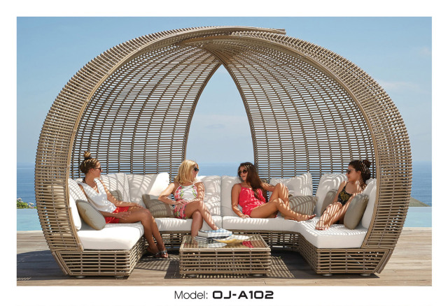 Dome-shaped Rattan Outdoor Beach Sofa Set
