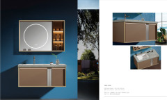 Warm Brown Stainless Steel Mirrored Bathroom Cabinet