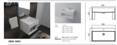 White Wall-Mounted Artificial Stone Basin with Open Storage