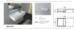 White Wall-Mounted Rectangular Artificial Stone Washbasin