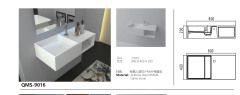 Rectangle Wall-Mounted Artificial Stone Basin with Storage