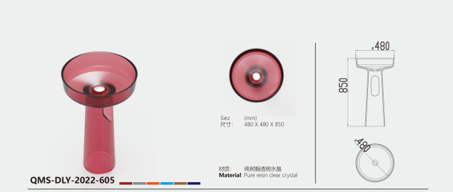 Burgundy Transparent Resin Pedestal Sink