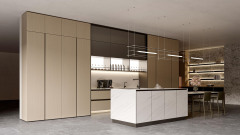 Simple Oatmeal-Colored Aluminum Cabinets