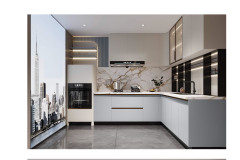 Casual Moon White Wood Kitchen Cabinet