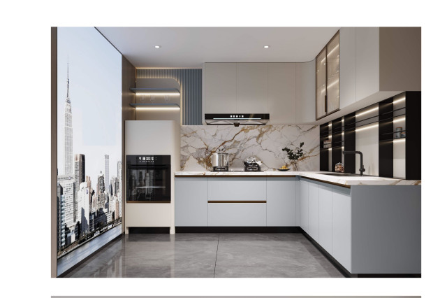 Casual Moon White Wood Kitchen Cabinet