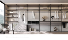 Light Gray Aluminum Wood Wardrobe