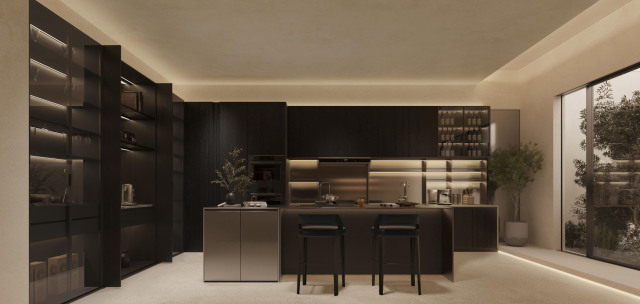 Modern Black Aluminum Kitchen Cabinet