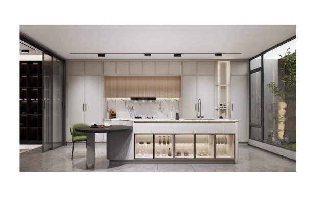 Minimalist White Wooden Kitchen Cabinet