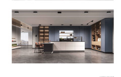 Modern Gray-Blue Wood Kitchen Cabinet