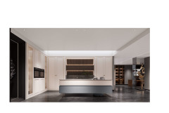 Simple Off-White Wood Kitchen Cabinet