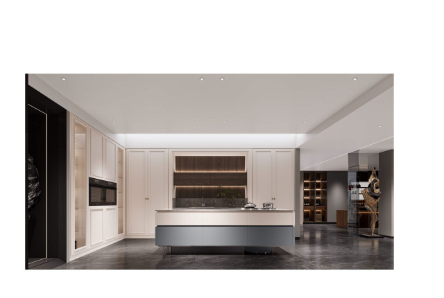 Simple Off-White Wood Kitchen Cabinet