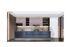 Casual Peacock Blue Wooden Kitchen Cabinet