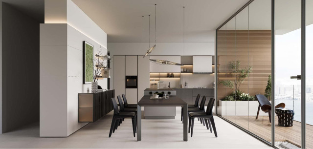 Contemporary White Aluminum Cabinets