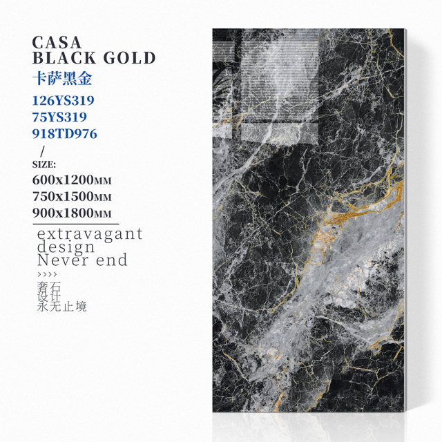 Casa Black Gold Full Polished Glazed Tile
