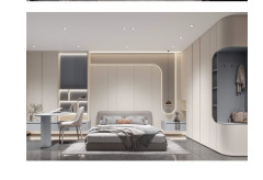 Simple White and Blue Wooden Wardrobe