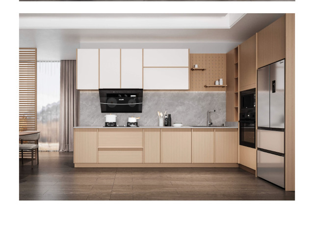 Scandinavian Natural Wood Color Kitchen Cabinet