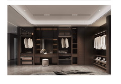 Italian Minimalist Dark Oak Wood Wardrobe