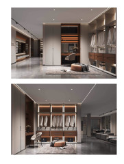 Luxury Gray-Brown Wooden Wardrobe