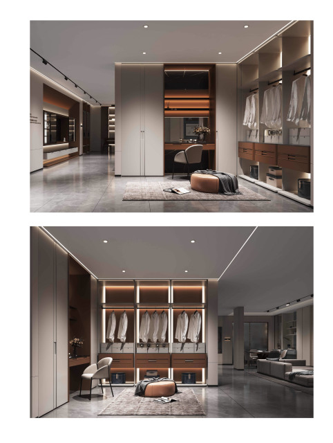 Luxury Gray-Brown Wooden Wardrobe