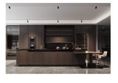 Italian Minimalist Dark Oak Kitchen Cabinet