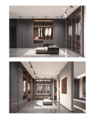 Modern Dark Gray Wooden Wardrobe