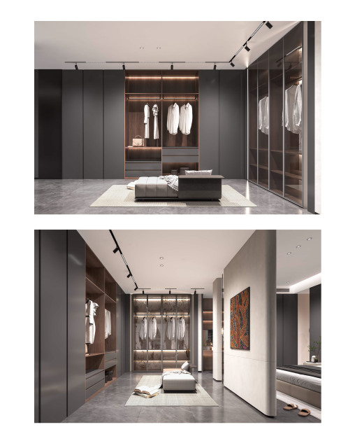 Modern Dark Gray Wooden Wardrobe