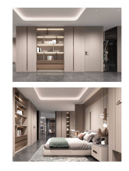 Light Luxury Coffee-Colored Wooden Bedroom Cabinet