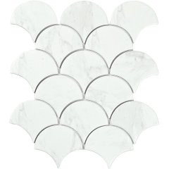 Carrara White Fish Scale Mosaic Tile