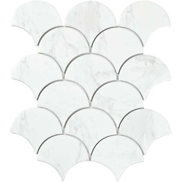 Carrara White Fish Scale Mosaic Tile