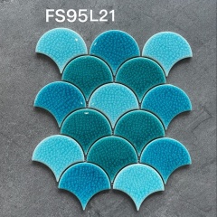 Peacock Blue Ice Crack Fish Scale Mosaic Tile