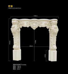 Washed White PU Embossed Fireplace Mantels