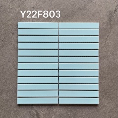 Sky Blue Matte Strip Mosaic Tile