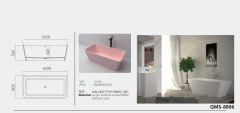 Pink/White Freestanding Artificial Stone Bathtub