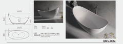 Freestanding Artificial Stone White Crescent-Shaped Bathtub