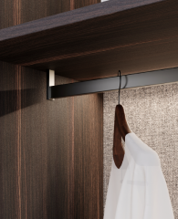 Aluminum Framed Dark Wood Panel Wardrobe