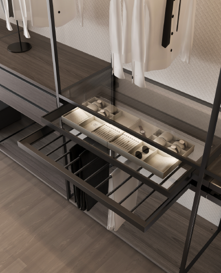 Light Gray Aluminum Wood Wardrobe