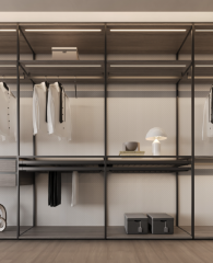 Light Gray Aluminum Wood Wardrobe