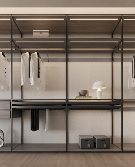 Light Gray Aluminum Wood Wardrobe