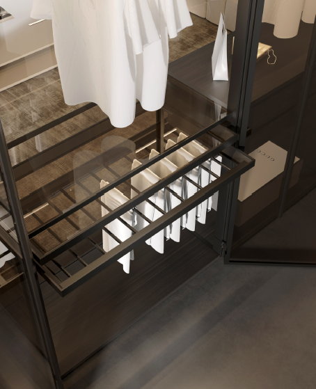 Black Aluminum Framed Glass Wardrobe