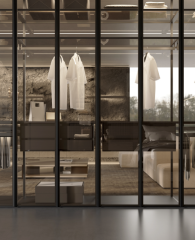 Black Aluminum Framed Glass Wardrobe