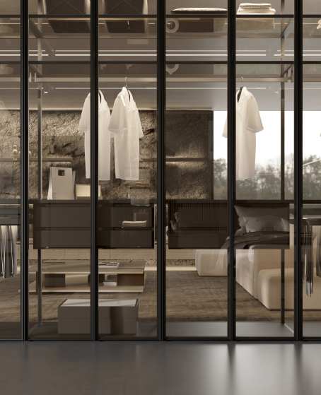 Black Aluminum Framed Glass Wardrobe