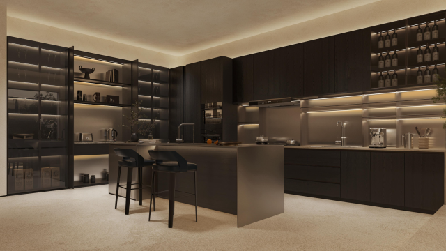 Modern Black Aluminum Kitchen Cabinet