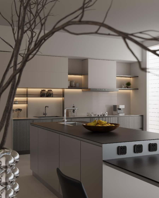 Contemporary White Aluminum Cabinets