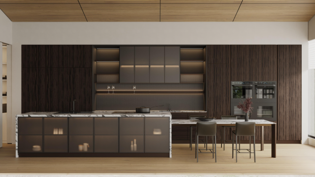 Casual Dark Brown Aluminum Cabinets