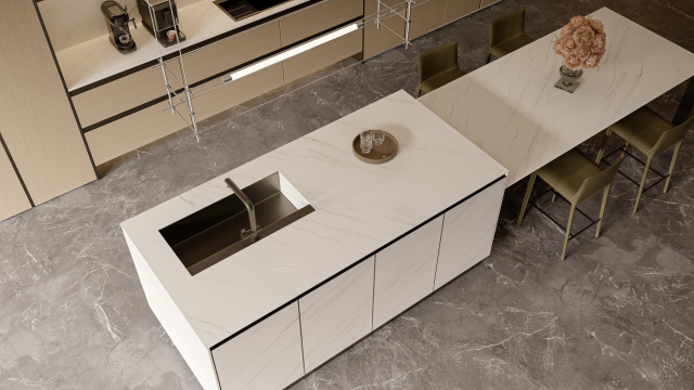 Simple Oatmeal-Colored Aluminum Cabinets