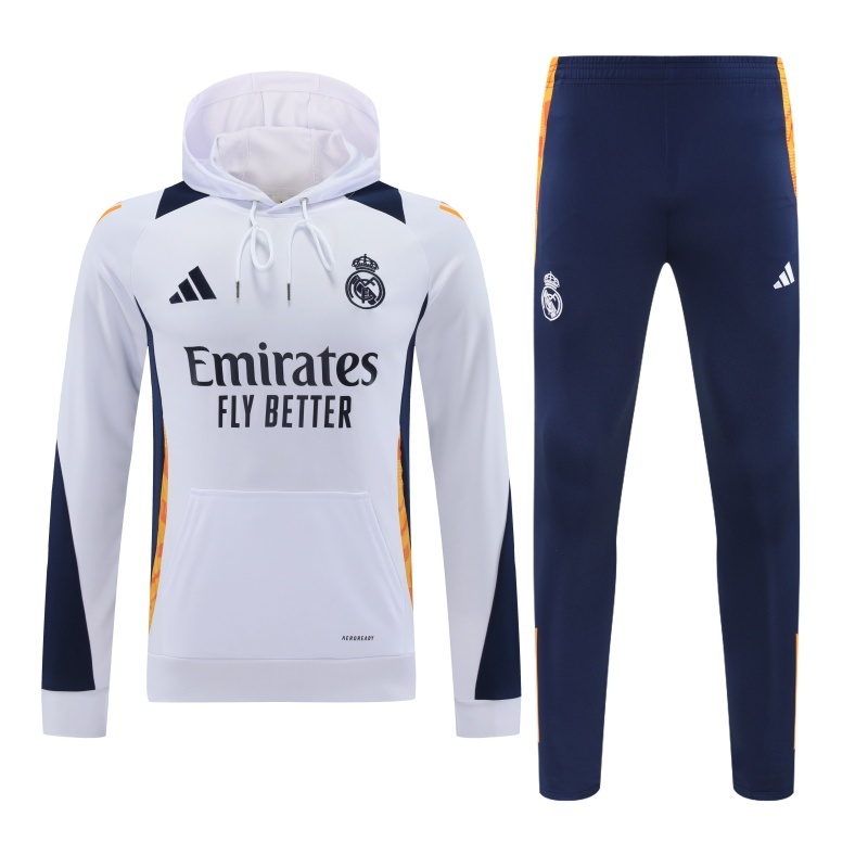 2024-25 Real Madrid Zipper Sweatshirt Kit(Top+Pants) White